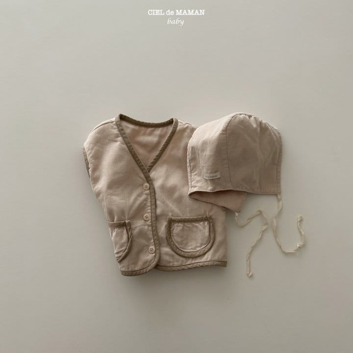 Ciel De Maman - Korean Baby Fashion - #babyoninstagram - Quilting Vest Bonnet Set - 8