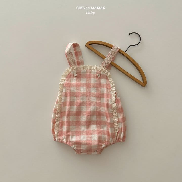 Ciel De Maman - Korean Baby Fashion - #onlinebabyboutique - Frill Check Dungarees