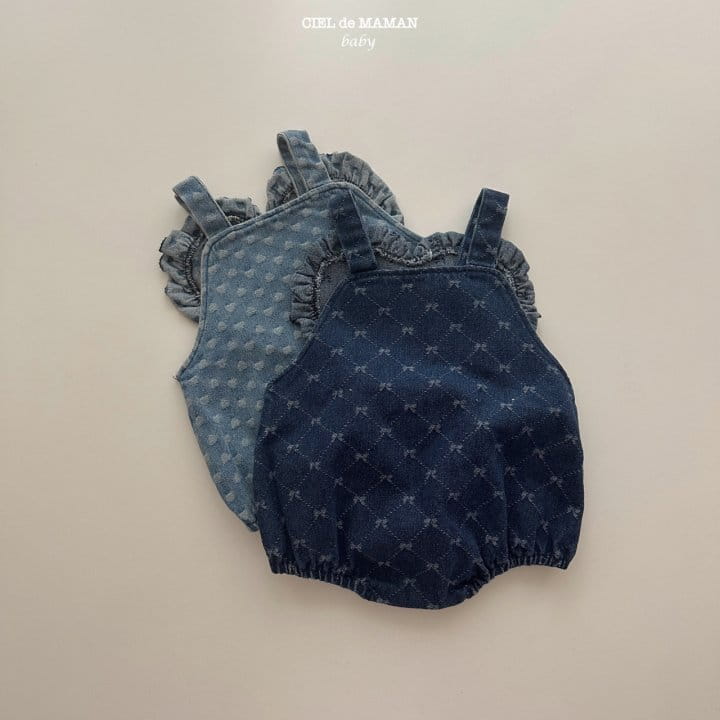Ciel De Maman - Korean Baby Fashion - #onlinebabyshop - Heart Denim Bodysuit Heart