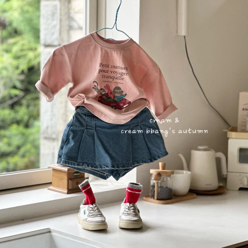 Cream Bbang - Korean Children Fashion - #childofig - Denim Wrap Skirt Pants - 5