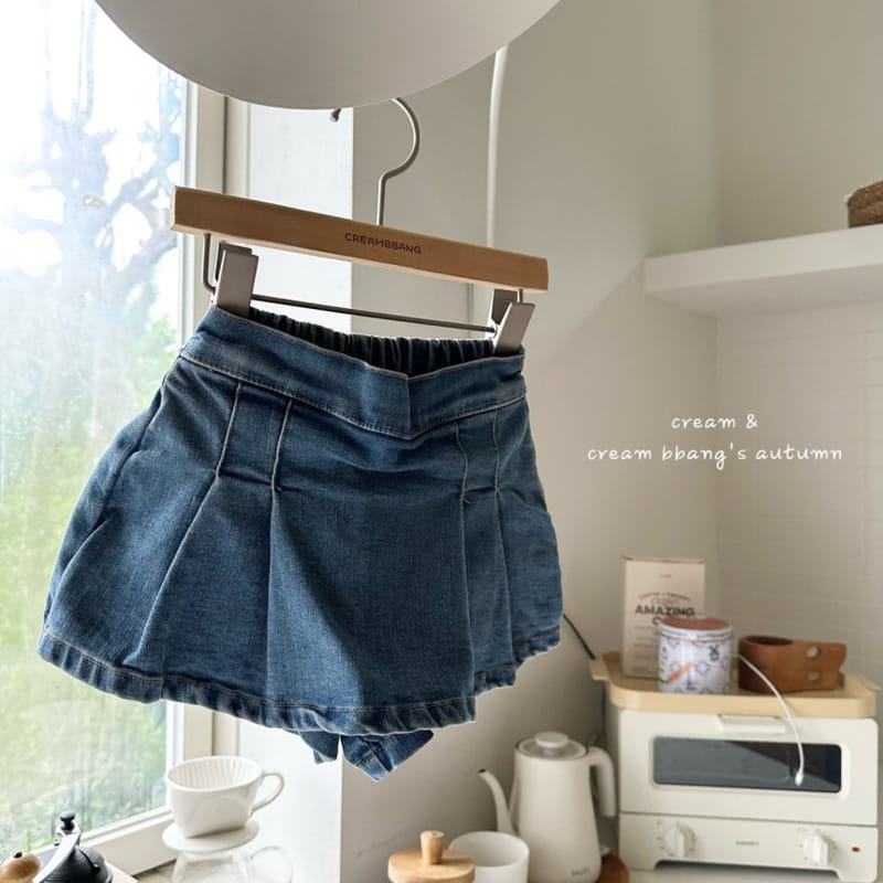 Cream Bbang - Korean Children Fashion - #kidsstore - Denim Wrap Skirt Pants - 12