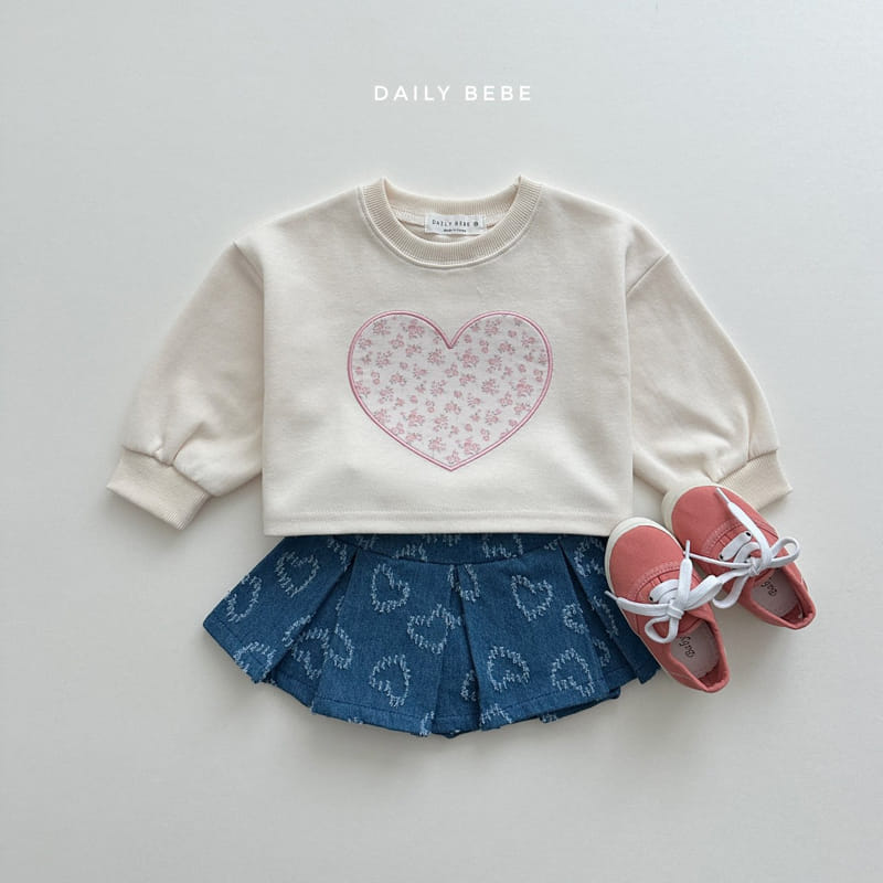 Daily Bebe - Korean Children Fashion - #kidsshorts - Heart Crop Sweatshirt - 3