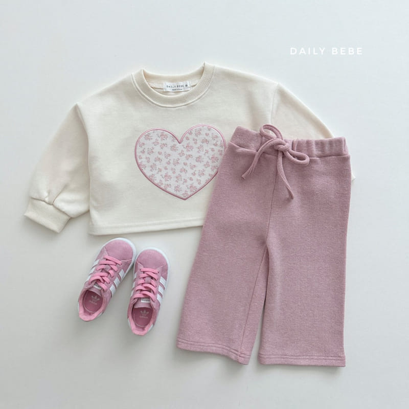 Daily Bebe - Korean Children Fashion - #kidsshorts - Heart Crop Sweatshirt - 4