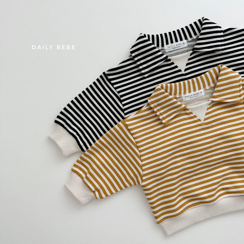 Daily Bebe - Korean Children Fashion - #magicofchildhood - Stripes Collar Top Bottom Set - 5
