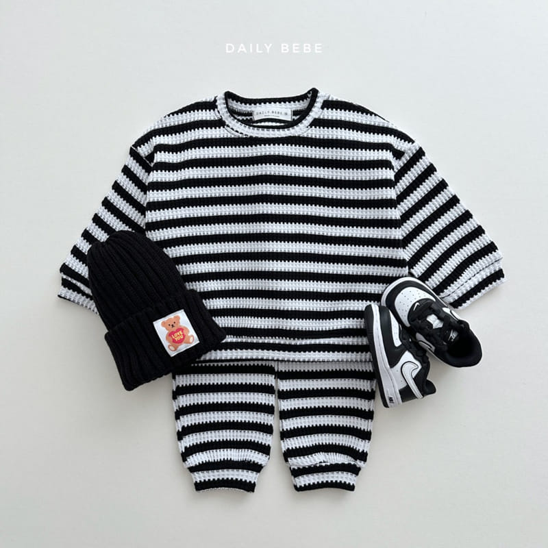 Daily Bebe - Korean Children Fashion - #todddlerfashion - Stripes Top Botom Set - 3