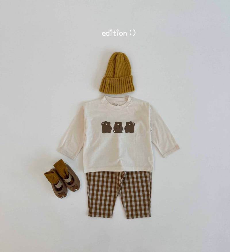 Edition - Korean Children Fashion - #minifashionista - Check Bear Three Set - 5
