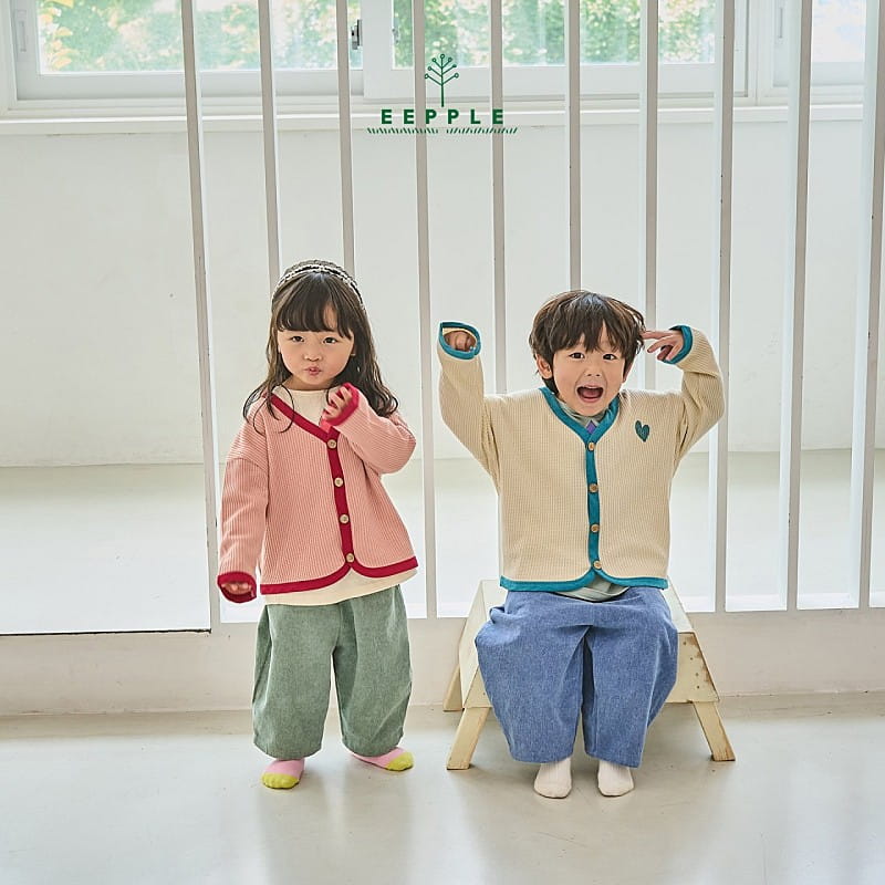 Eepple - Korean Children Fashion - #magicofchildhood - Heart Waffle Cardigan - 5
