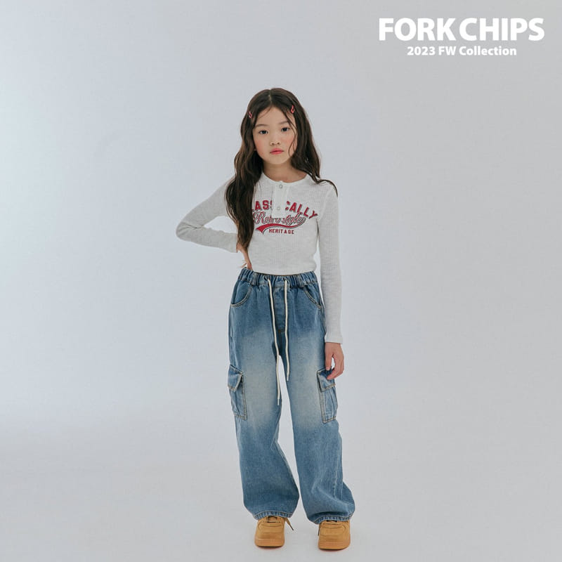 Fork Chips - Korean Children Fashion - #toddlerclothing - Roof Jeans