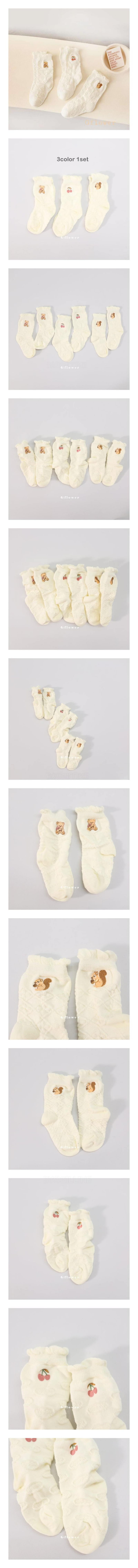 G Flower - Korean Children Fashion - #designkidswear - Embroidery White Socks Set