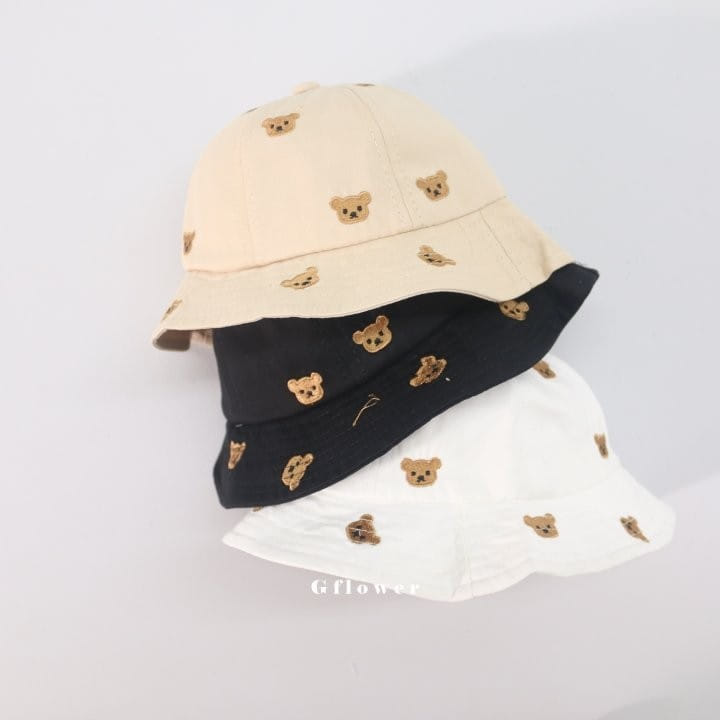G Flower - Korean Children Fashion - #designkidswear - Embrodiery Bear Bucket Hat - 12