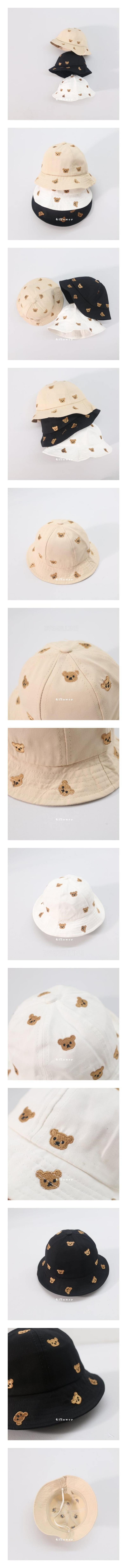 G Flower - Korean Children Fashion - #kidsshorts - Embroidery Bear Bucket Hat