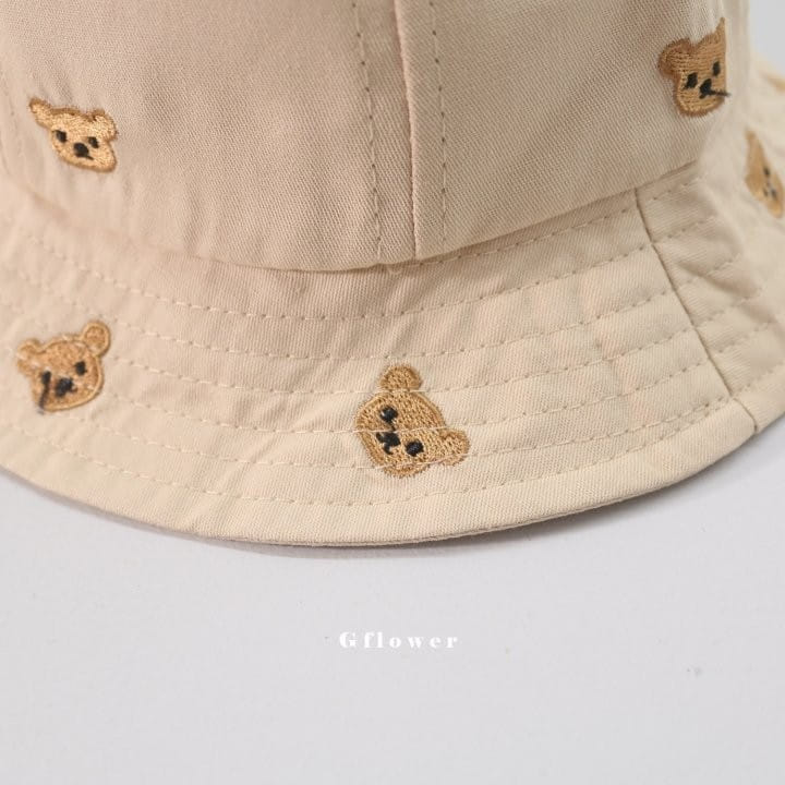 G Flower - Korean Children Fashion - #kidsstore - Embrodiery Bear Bucket Hat - 2