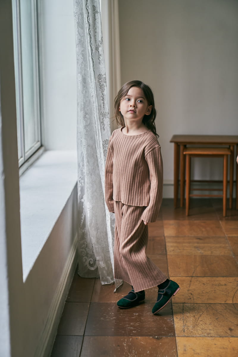 Green Tomato - Korean Children Fashion - #prettylittlegirls - Rib Top Bottom Set - 3