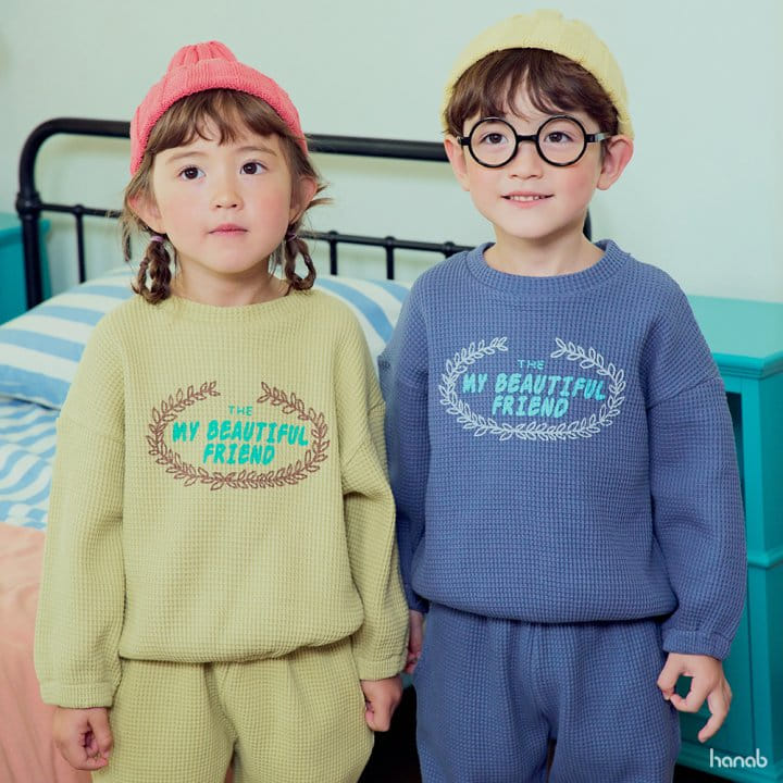Hanab - Korean Children Fashion - #childrensboutique - Waffle Top Bottom Set - 4