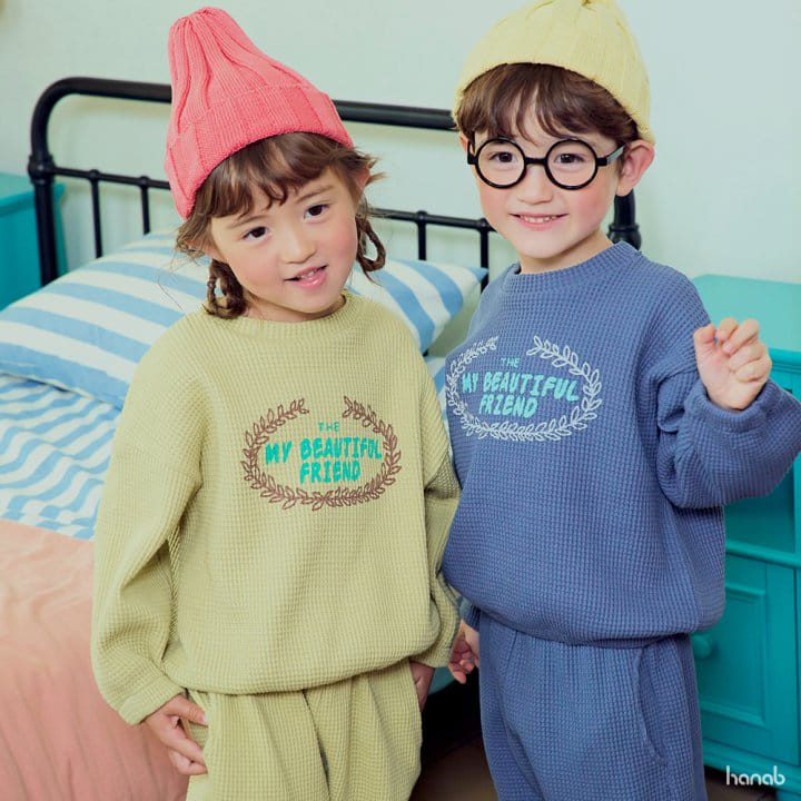 Hanab - Korean Children Fashion - #discoveringself - Waffle Top Bottom Set - 5
