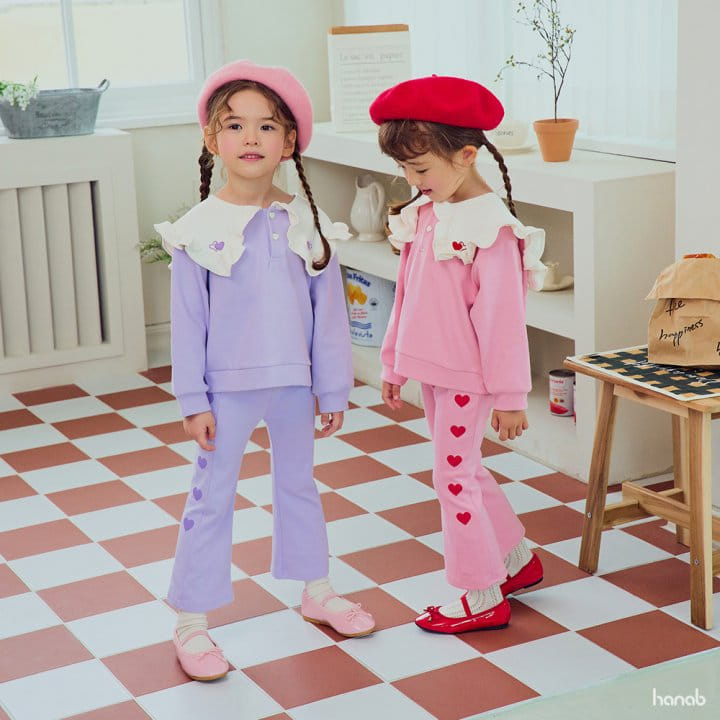 Hanab - Korean Children Fashion - #discoveringself - Heart Frill Top Bottom Set - 4