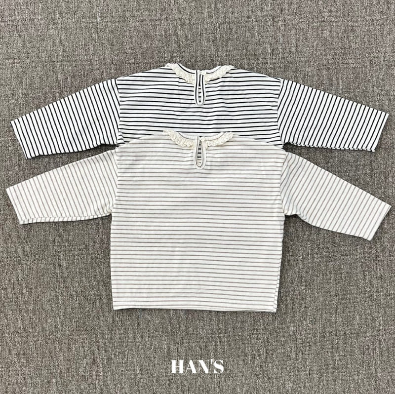 Han's - Korean Children Fashion - #kidsshorts - Stripes Lace Tee