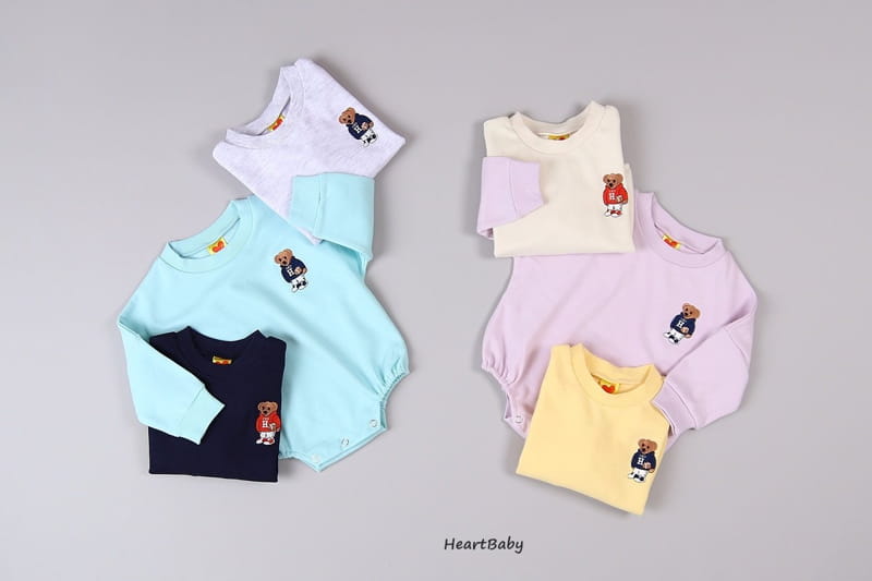 Heart Baby - Korean Baby Fashion - #babyoutfit - Bear Embroidery Bodysuit - 6