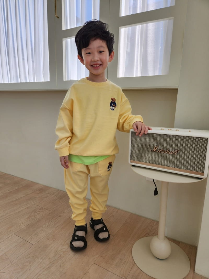 Heart Baby - Korean Children Fashion - #childrensboutique - Bear Top Bottom Set - 8