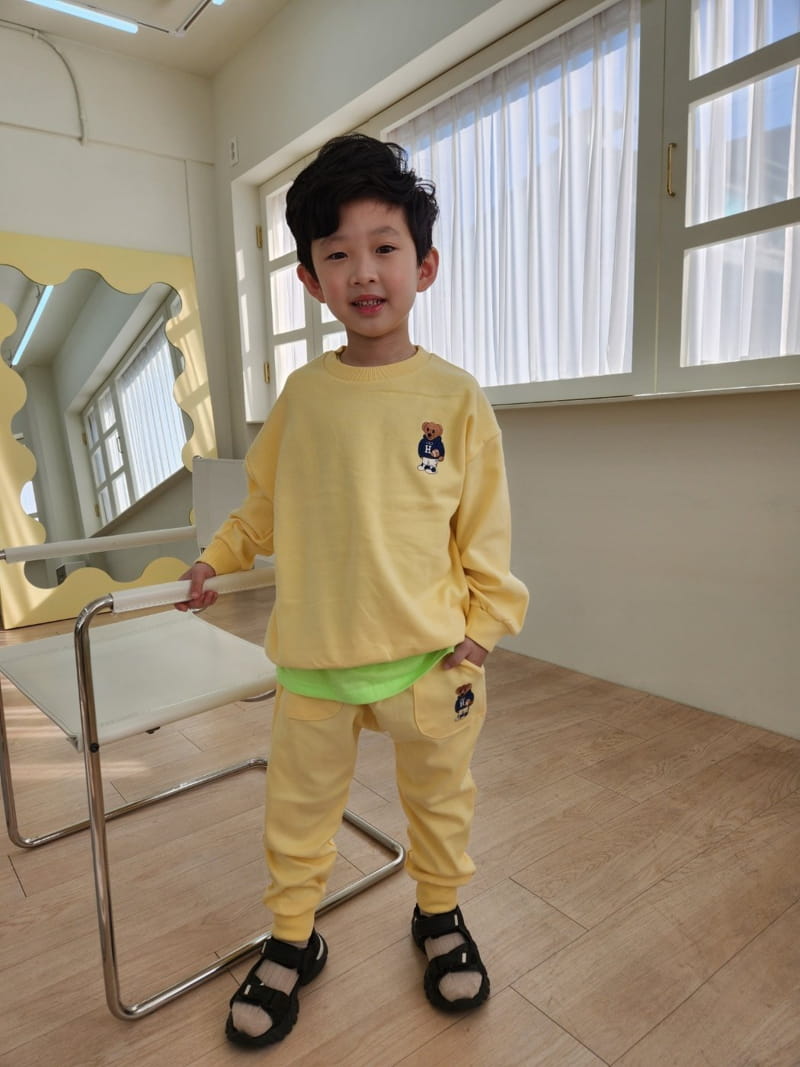 Heart Baby - Korean Children Fashion - #designkidswear - Bear Top Bottom Set - 9