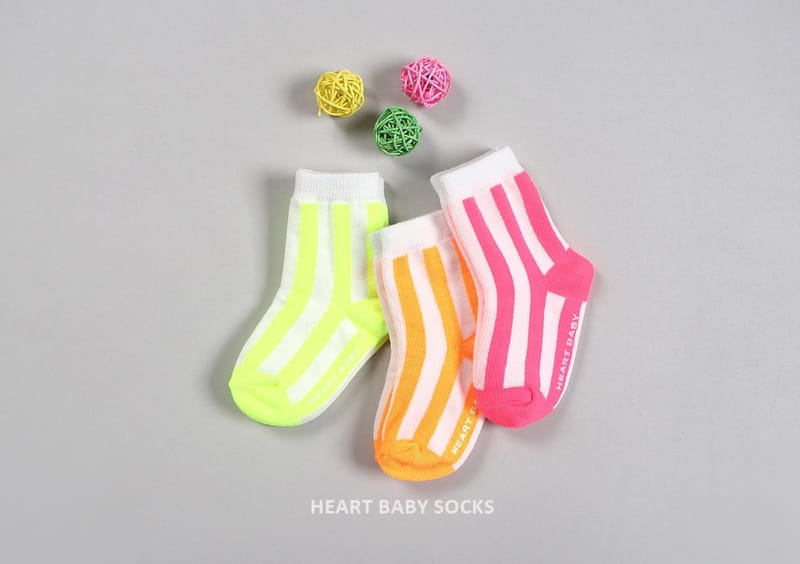 Heart Baby - Korean Children Fashion - #minifashionista - Neon Stripes Socks Set - 3