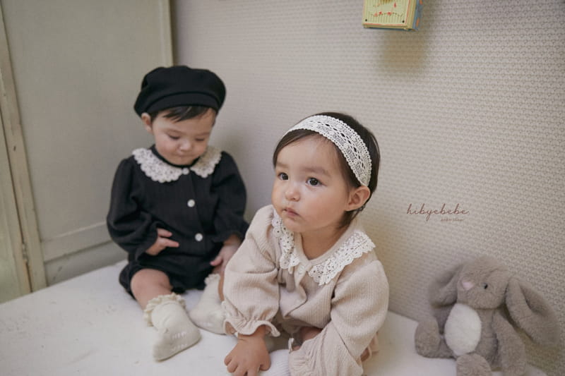 Hi Byebebe - Korean Baby Fashion - #babyoutfit - Lace Collar Top Bottom Set - 12