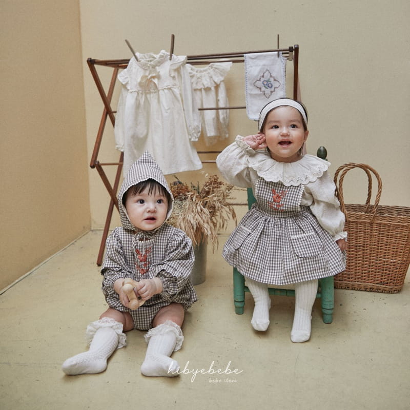 Hi Byebebe - Korean Baby Fashion - #onlinebabyshop - Bell Check Dungarees Skirt - 10