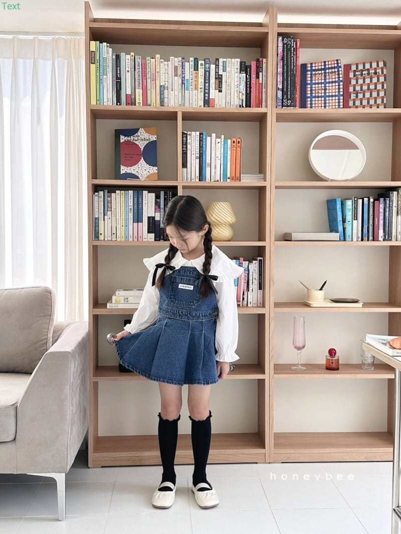 Honeybee - Korean Children Fashion - #kidsstore - Denim Wrinkle Skirt - 2