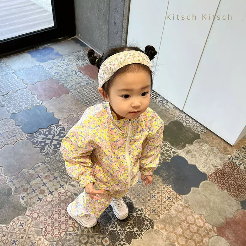 Kitsch Kitsch - Korean Children Fashion - #designkidswear - Pattern Windbreaker Top Bottom Set - 6