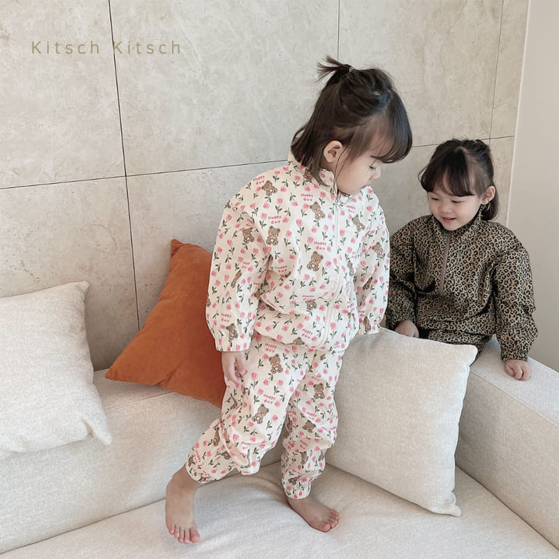 Kitsch Kitsch - Korean Children Fashion - #prettylittlegirls - Pattern Windbreaker Top Bottom Set - 2