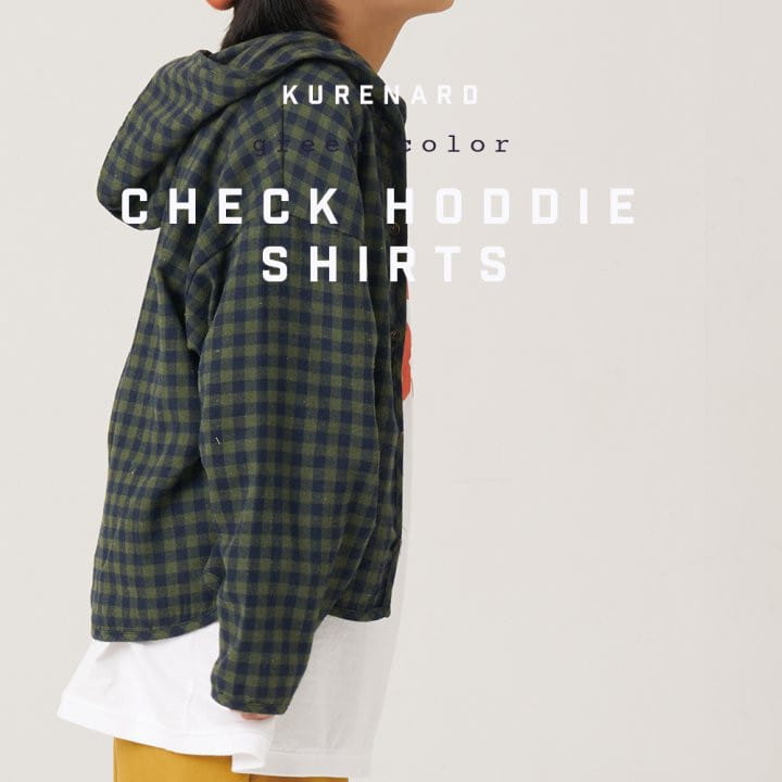 Kurenard - Korean Children Fashion - #stylishchildhood - Check Hoody Shirt - 4
