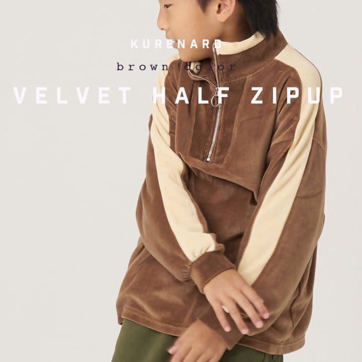 Kurenard - Korean Children Fashion - #prettylittlegirls - Velvet Zip-up Tee