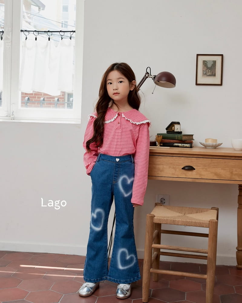 Lago - Korean Children Fashion - #Kfashion4kids - Stripes Lace Collar Tee - 2
