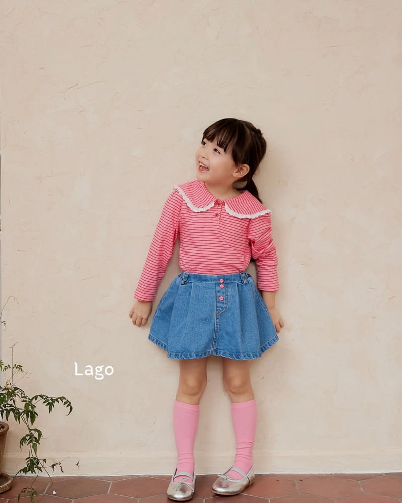 Lago - Korean Children Fashion - #childofig - Stripes Lace Collar Tee - 7