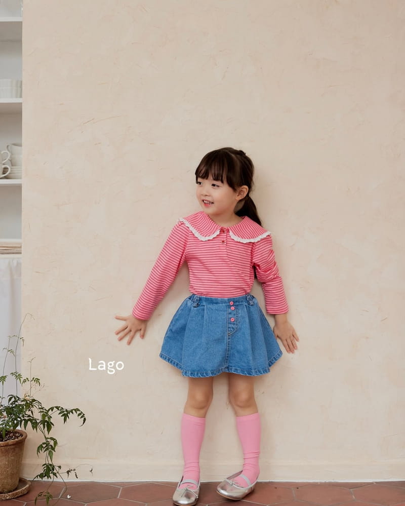 Lago - Korean Children Fashion - #childofig - Stripes Lace Collar Tee - 8