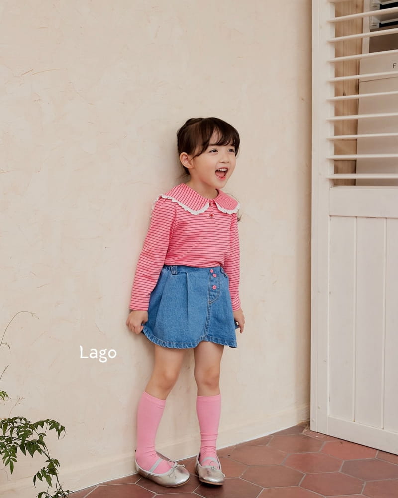 Lago - Korean Children Fashion - #childrensboutique - Stripes Lace Collar Tee - 9