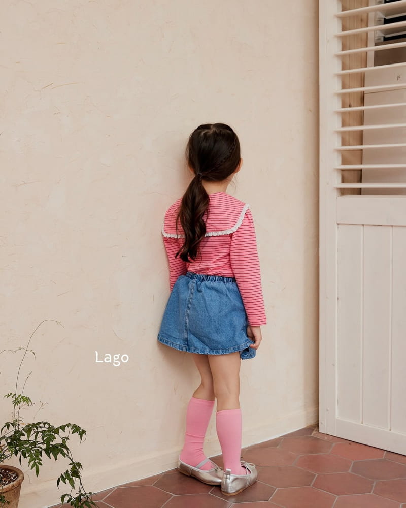Lago - Korean Children Fashion - #designkidswear - Stripes Lace Collar Tee - 10