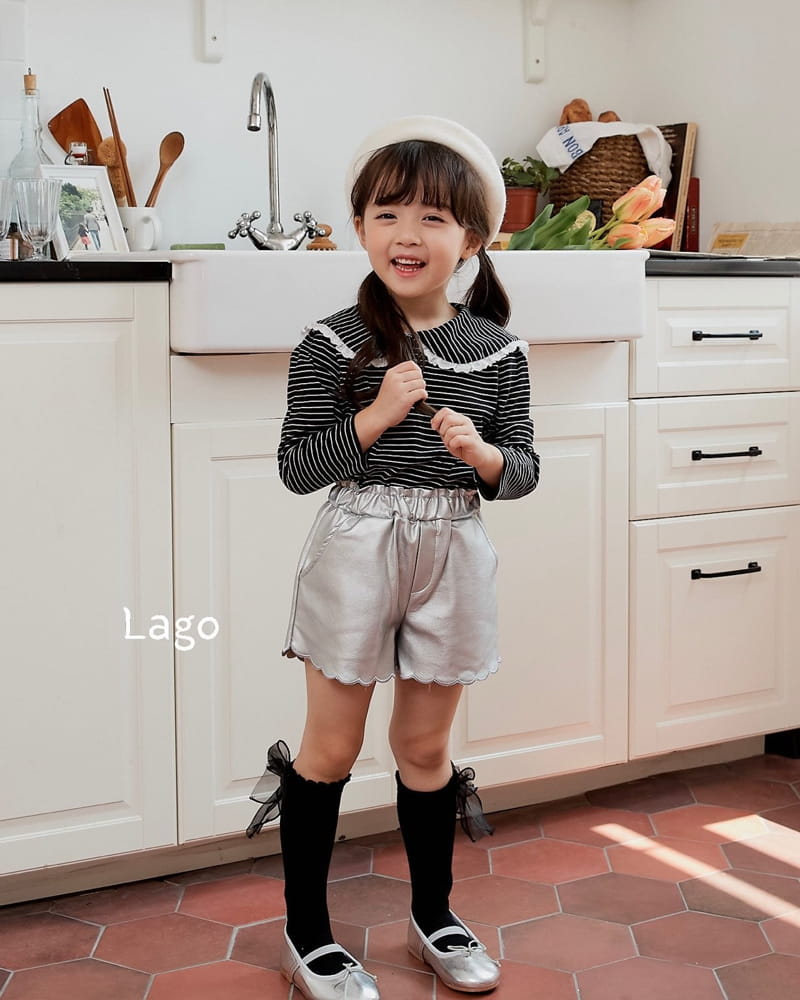 Lago - Korean Children Fashion - #fashionkids - Stripes Lace Collar Tee - 12
