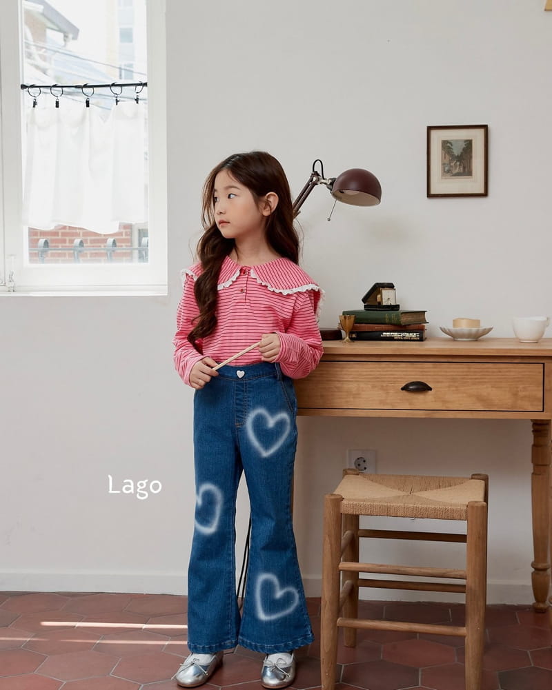 Lago - Korean Children Fashion - #littlefashionista - Stripes Lace Collar Tee - 3