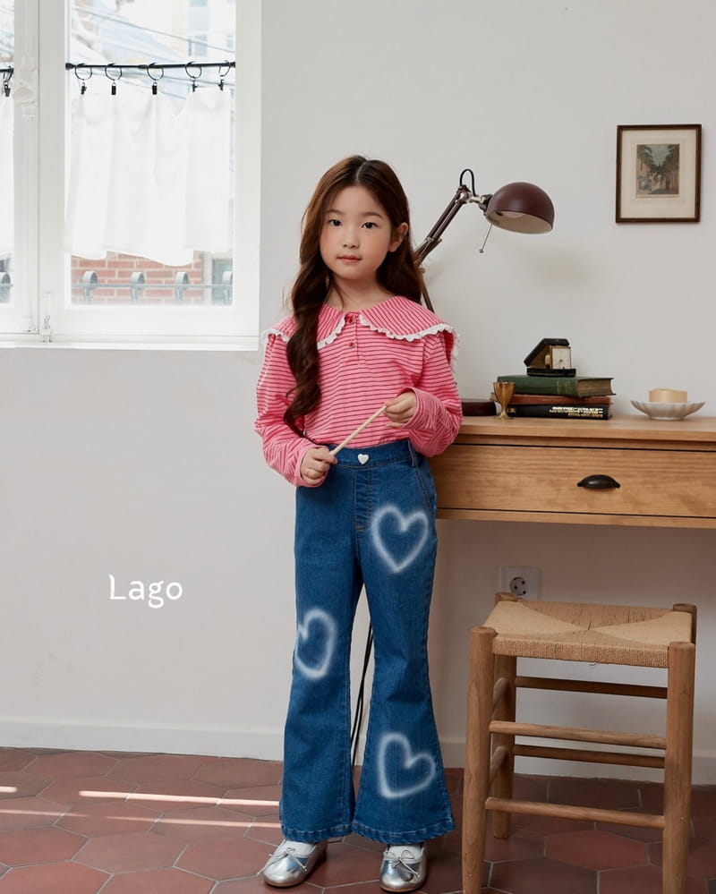 Lago - Korean Children Fashion - #littlefashionista - Stripes Lace Collar Tee - 4