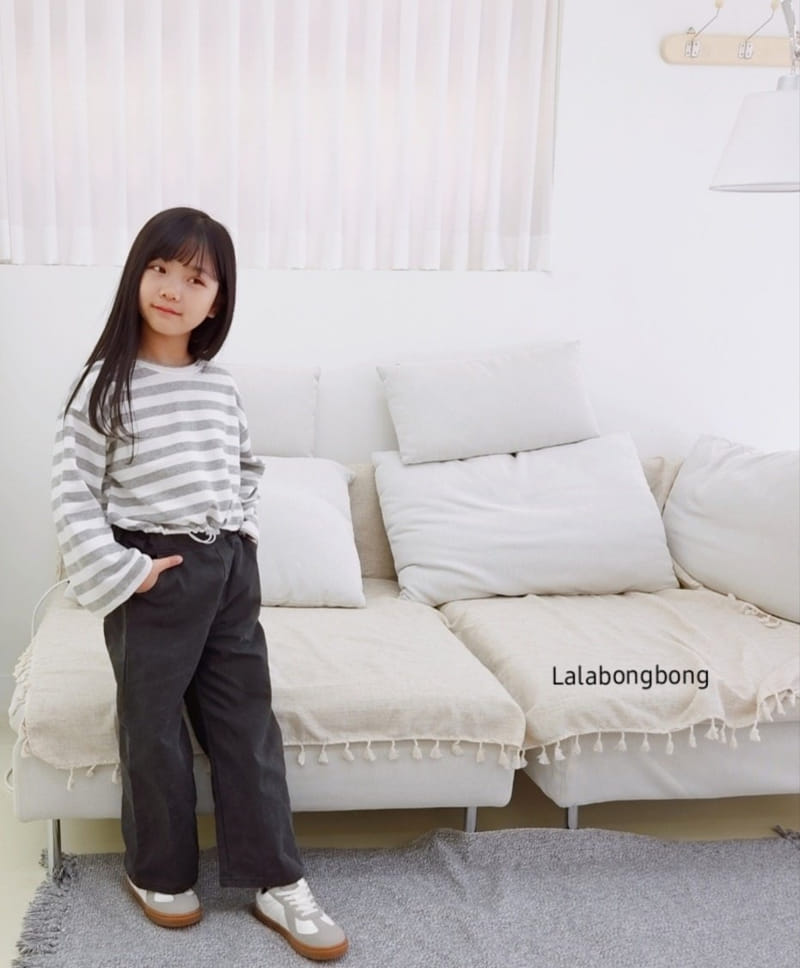 Lalabongbong - Korean Children Fashion - #fashionkids - Stripes Crop Tee - 4