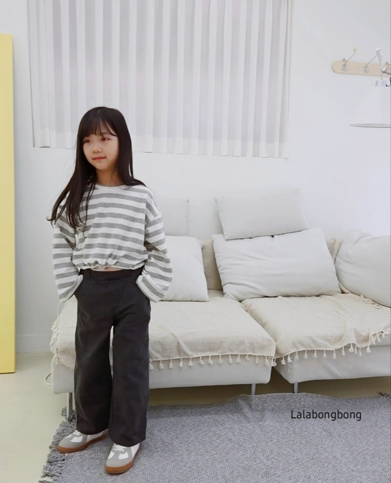 Lalabongbong - Korean Children Fashion - #littlefashionista - Stripes Crop Tee - 8