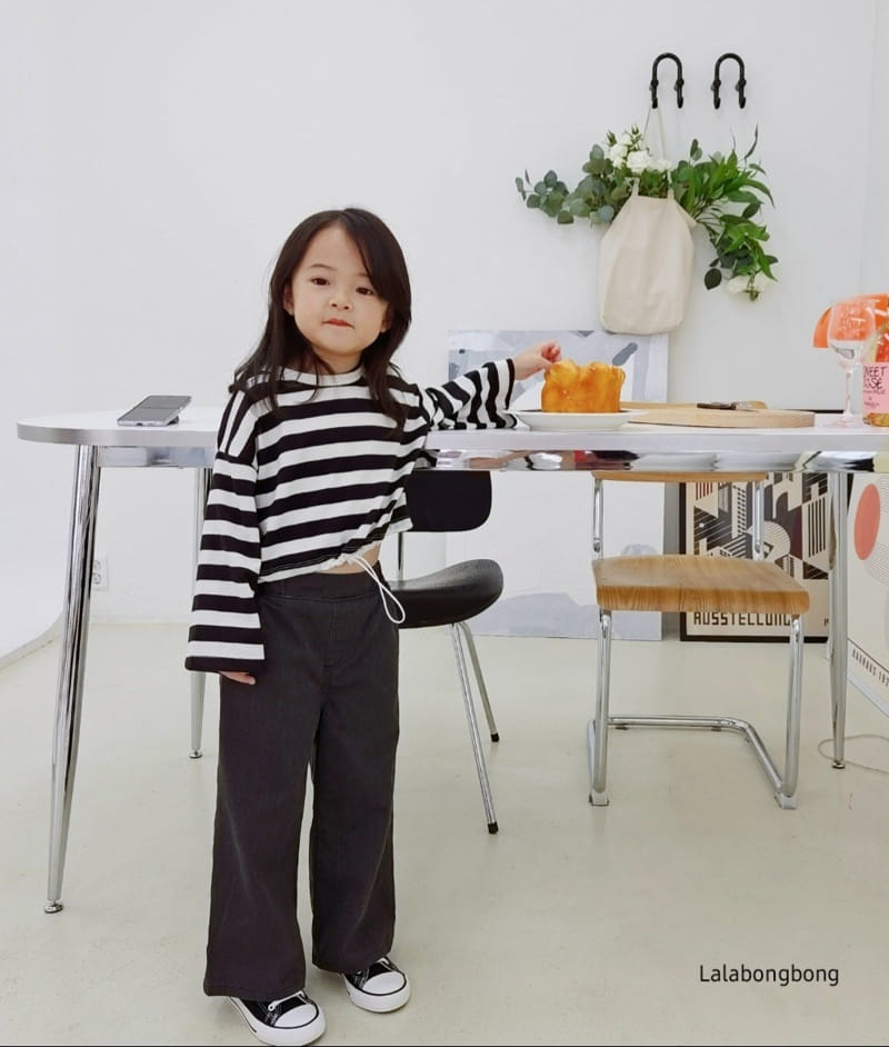 Lalabongbong - Korean Children Fashion - #todddlerfashion - Stripes Crop Tee - 12