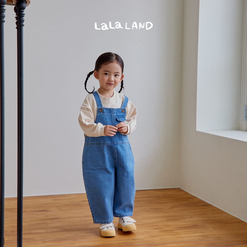 Lalaland - Korean Children Fashion - #prettylittlegirls - Pie Denim Dungarees Pants - 3