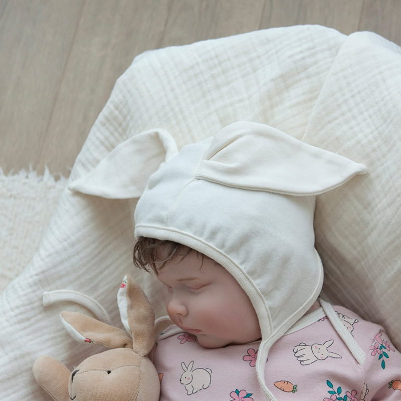 Lemonade - Korean Baby Fashion - #babyfever - Flower Rabbit Bodysuit with Bonnet - 6
