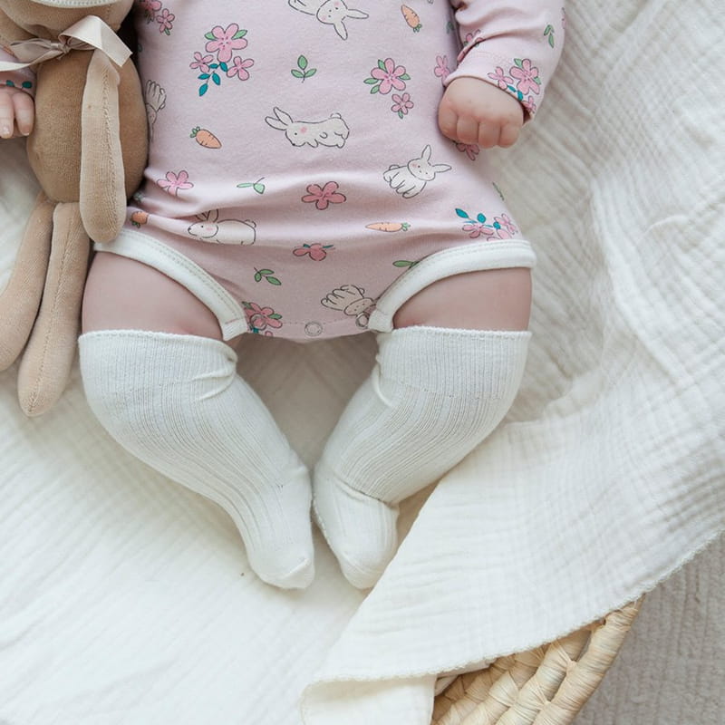 Lemonade - Korean Baby Fashion - #babygirlfashion - Flower Rabbit Bodysuit with Bonnet - 7
