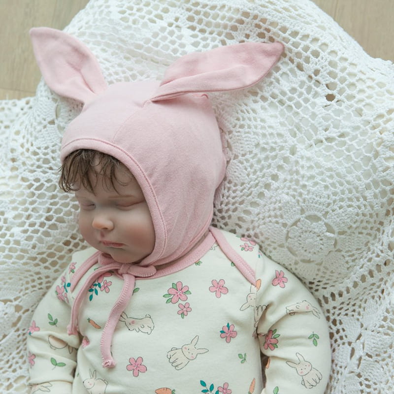 Lemonade - Korean Baby Fashion - #babyoninstagram - Flower Rabbit Bodysuit with Bonnet - 9