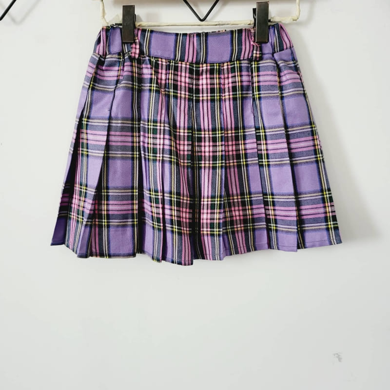 Lilas - Korean Children Fashion - #Kfashion4kids - Check Wrinkle Skirt - 6