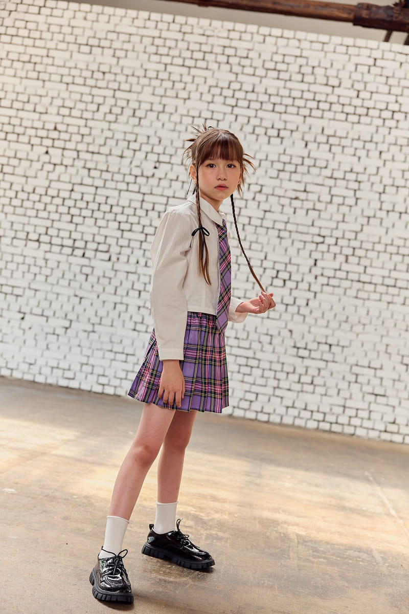 Lilas - Korean Children Fashion - #fashionkids - Check Wrinkle Skirt - 2