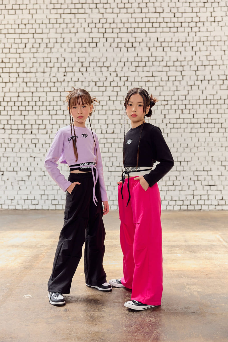 Lilas - Korean Children Fashion - #kidsshorts - Heart Back Wrinkle Tee - 3